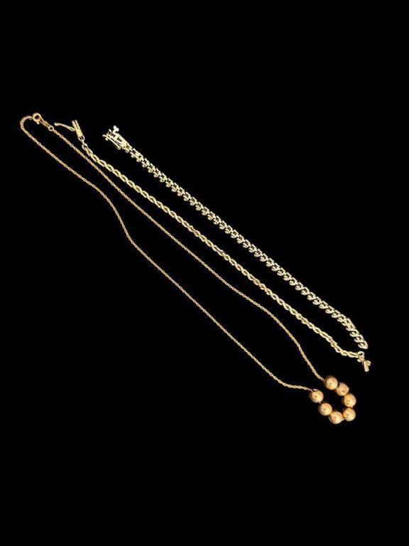 14k Yellow Gold Bracelets and Necklace