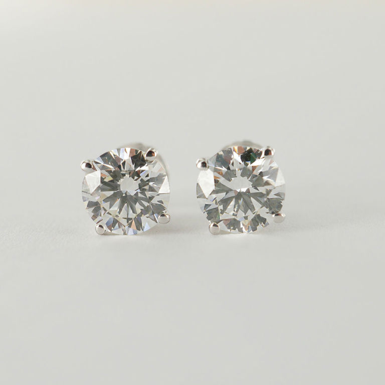 14k White Gold Synthetic Diamond Stud Earrings