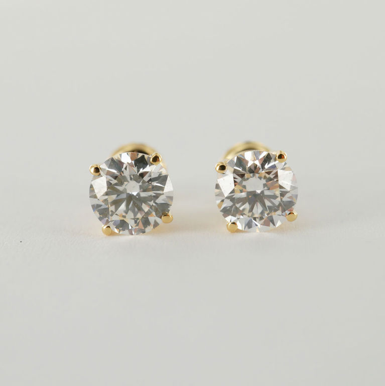 14k Yellow Gold Synthetic Diamond Stud Earrings