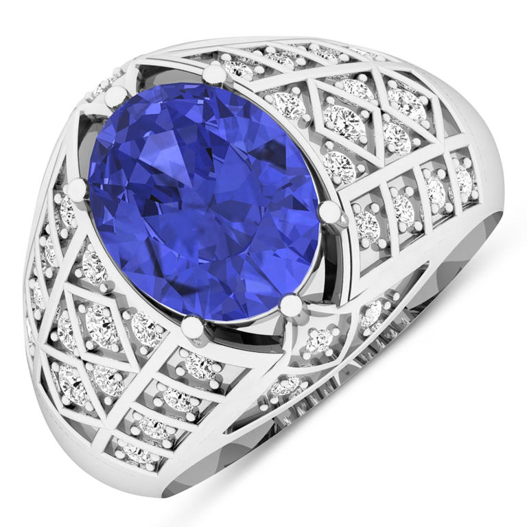 14k White Gold Tanzanite and Diamond Ring