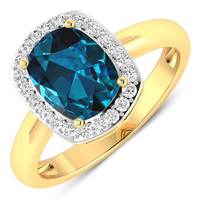14k Yellow Gold Topaz and Diamond Ring