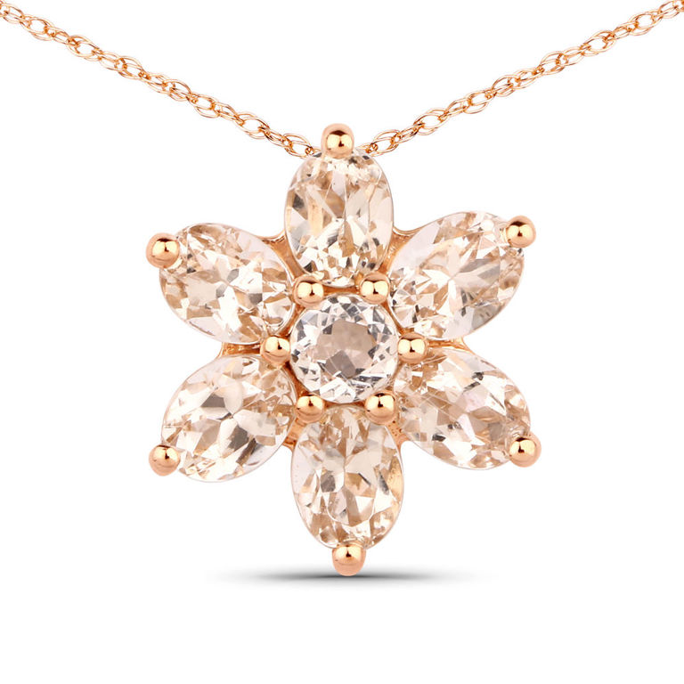 10k Rose Gold Morganite Pendant Necklace