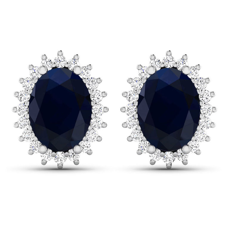 14k White Gold Sapphire and Diamond Earrings
