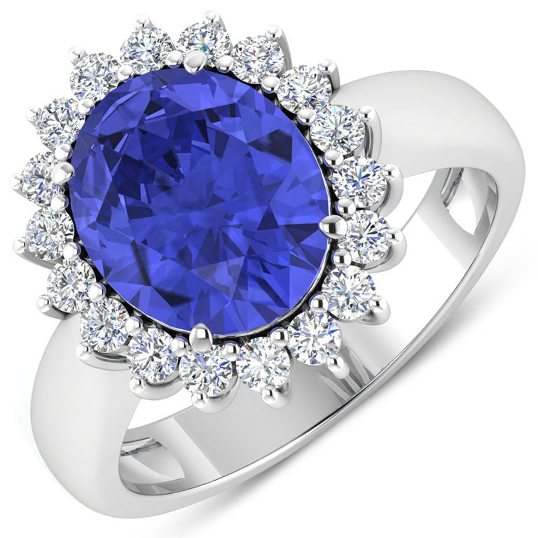 14k White Gold Tanzanite and Diamond Ring