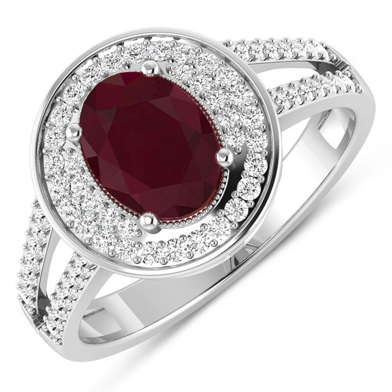 14k White Gold Ruby and Diamond Ring