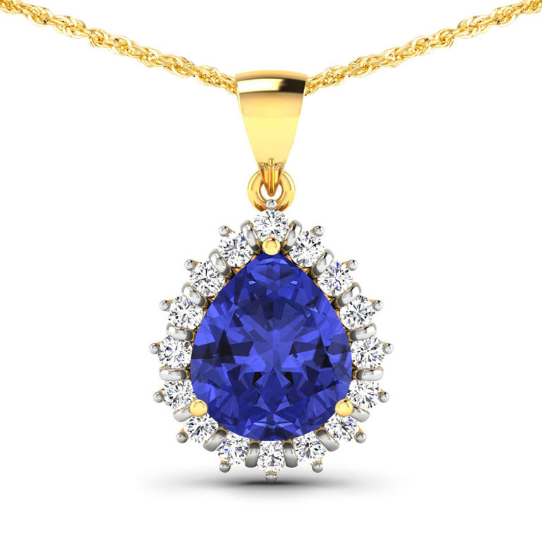 14k Yellow Gold Tanzanite and Diamond Pendant