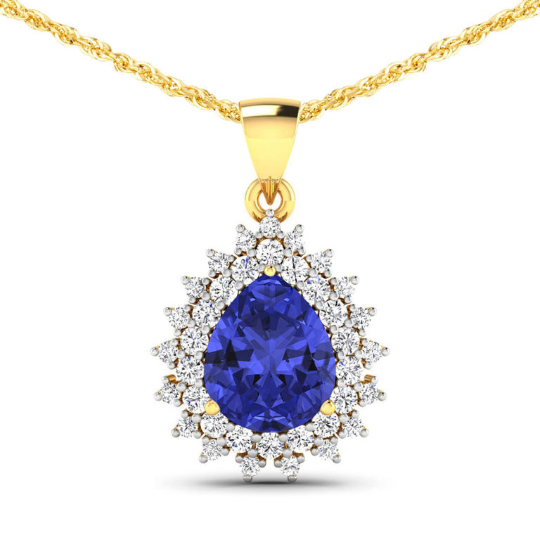 14k Yellow Gold Tanzanite and Diamond Pendant