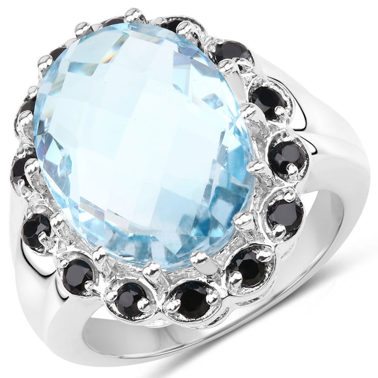 Sterling Silver Topaz and Spinel Ring