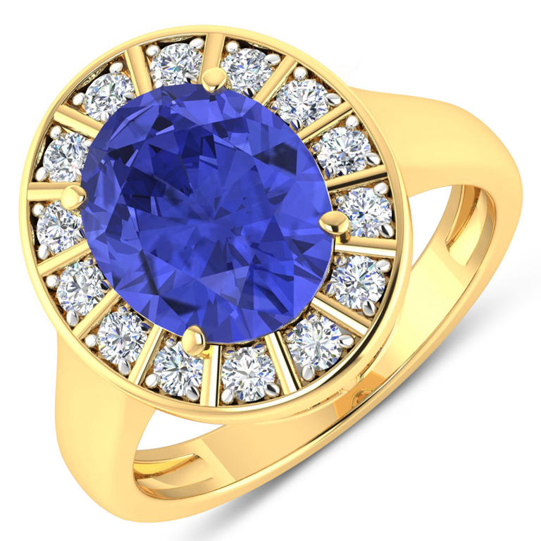 14k Yellow Gold Tanzanite and Diamond Ring