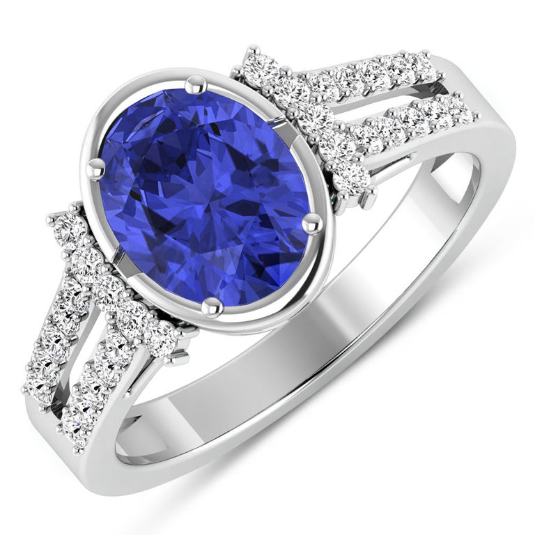 14k White Gold Tanzanite and Diamond Ring