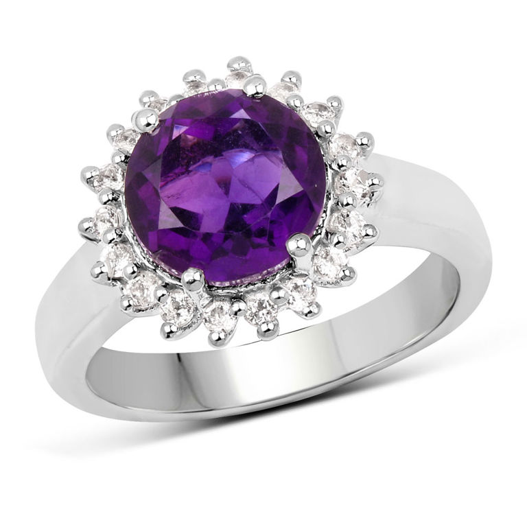 Sterling Silver Amethyst and White Topaz Ring