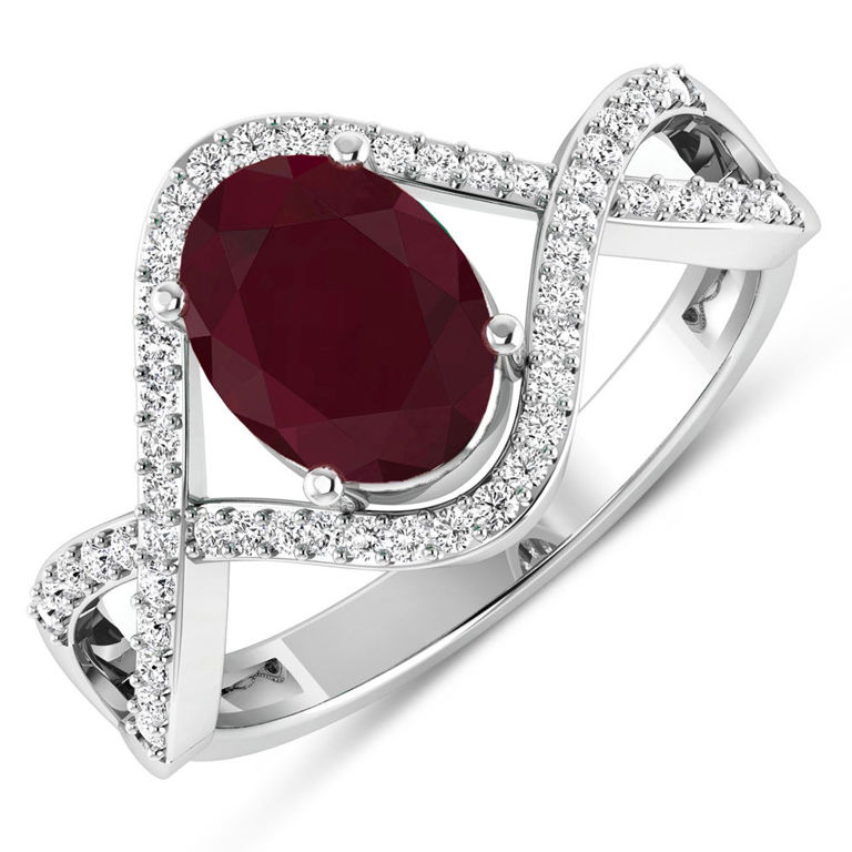 14k White Gold Ruby and Diamond Ring