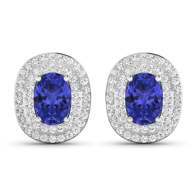 14k White Gold Tanzanite and Diamond Earrings