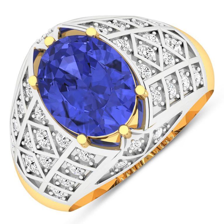 14k Yellow Gold Tanzanite and Diamond Ring