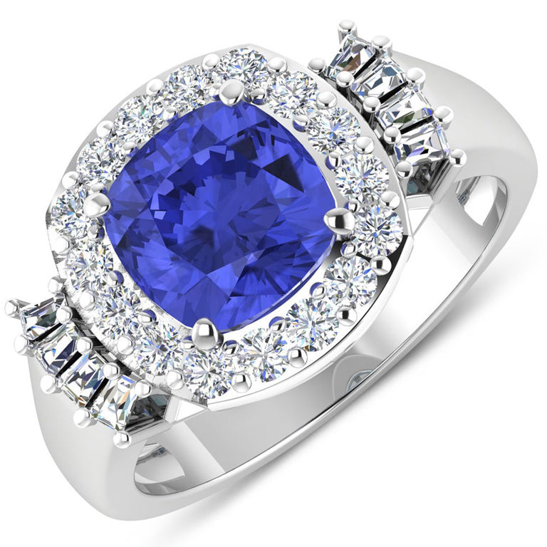 14k White Gold Tanzanite and Diamond Ring