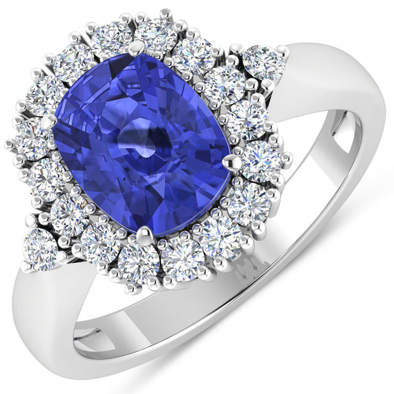 14k White Gold Tanzanite and Diamond Ring