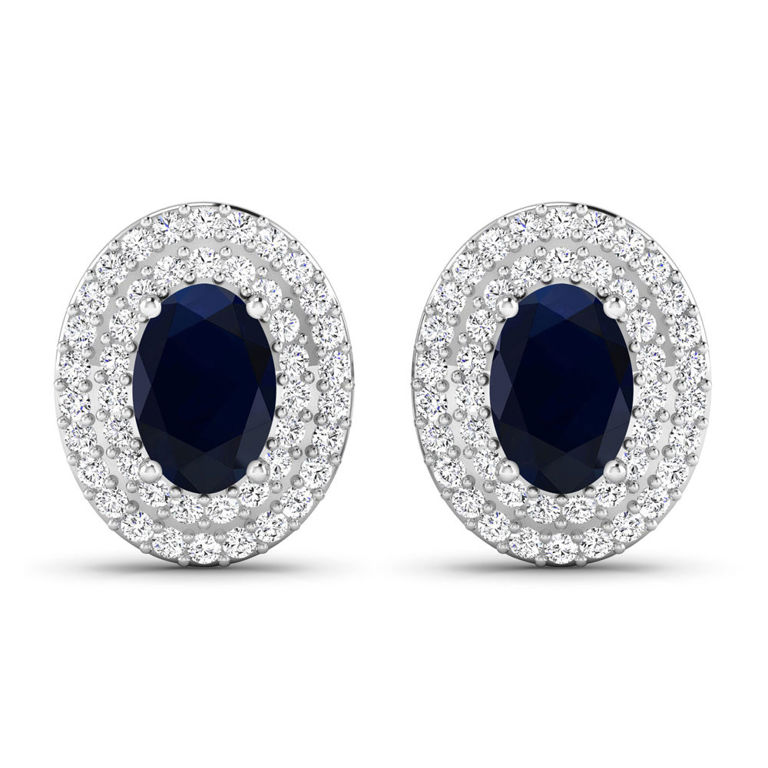 14k White Gold Sapphire and Diamond Earrings