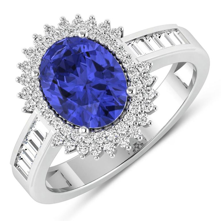 14k White Gold Tanzanite and Diamond Ring