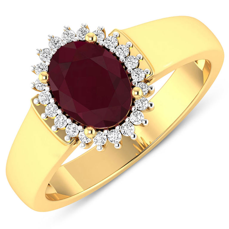 14k Yellow Gold Ruby and Diamond Ring