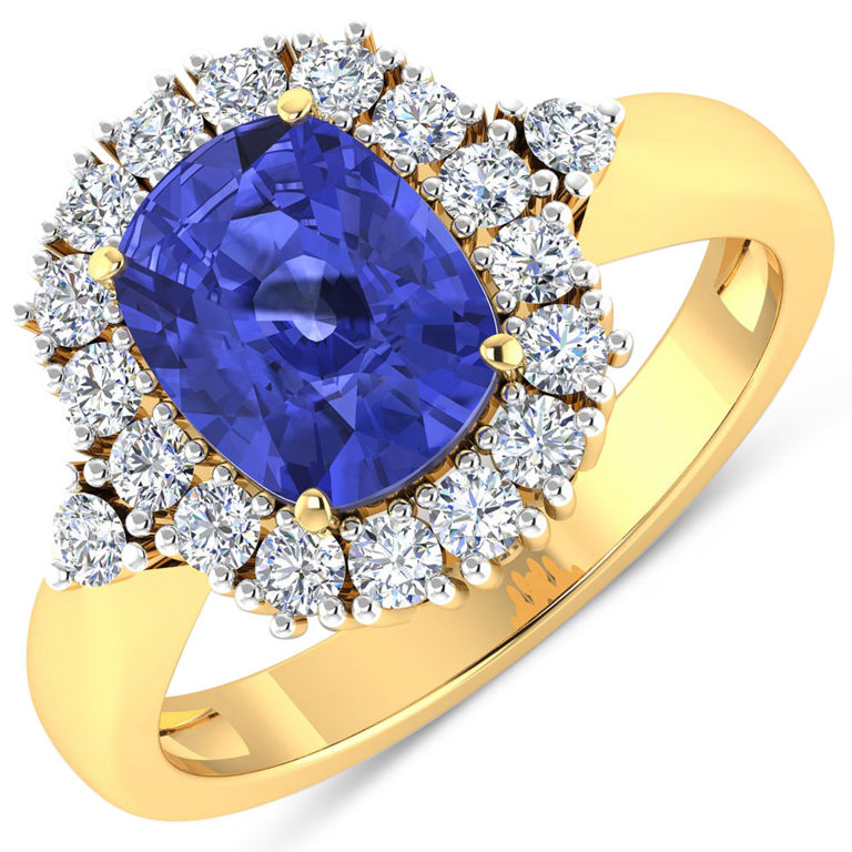 14k Yellow Gold Tanzanite and Diamond Ring