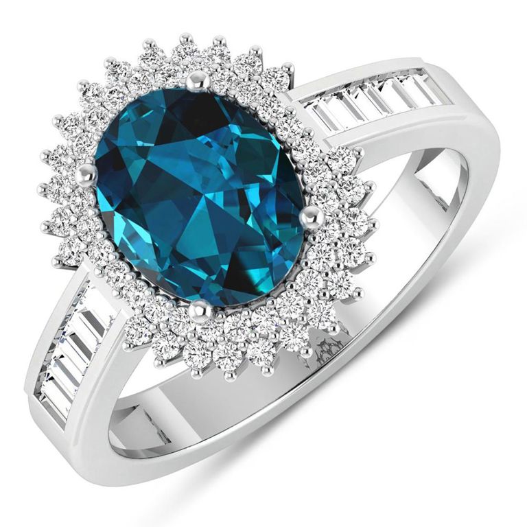 14k White Gold Topaz and Diamond Ring
