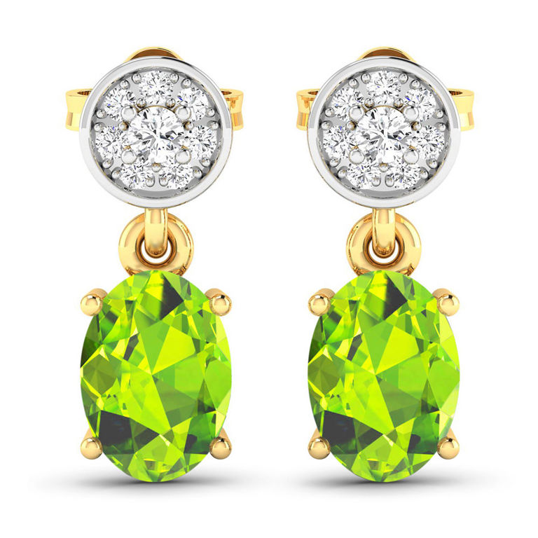 14k Gold Peridot, Topaz and Diamond Earrings