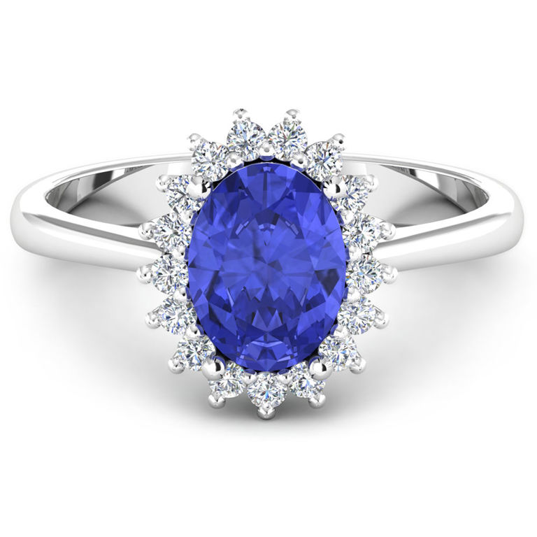 14k White Gold Tanzanite and Diamond Ring