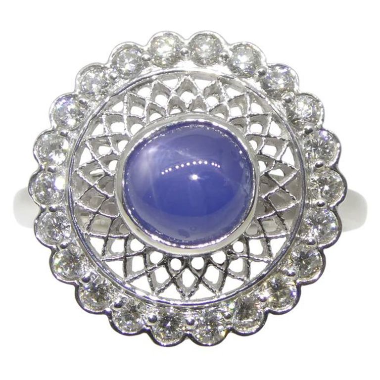 18k White Gold Sapphire and Diamond Ring