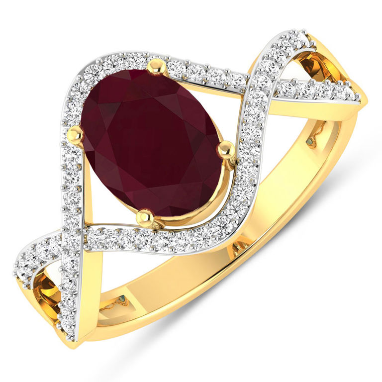 14k Yellow Gold Ruby and Diamond Ring