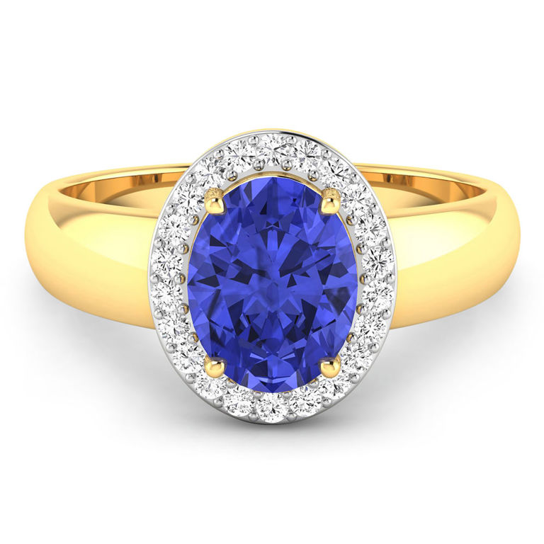 14k Yellow Gold Tanzanite and Diamond Ring