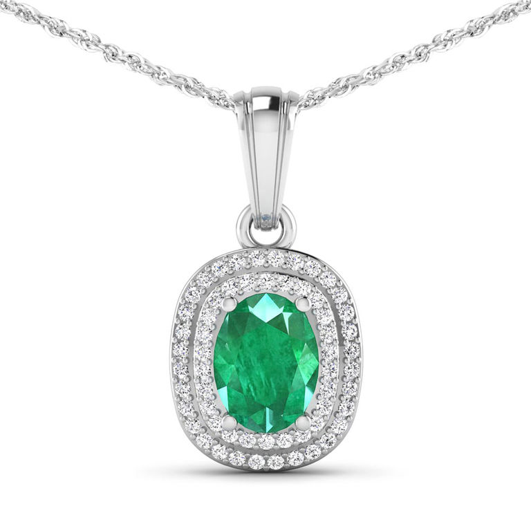 14k Gold Emerald and Diamond Pendant Necklace