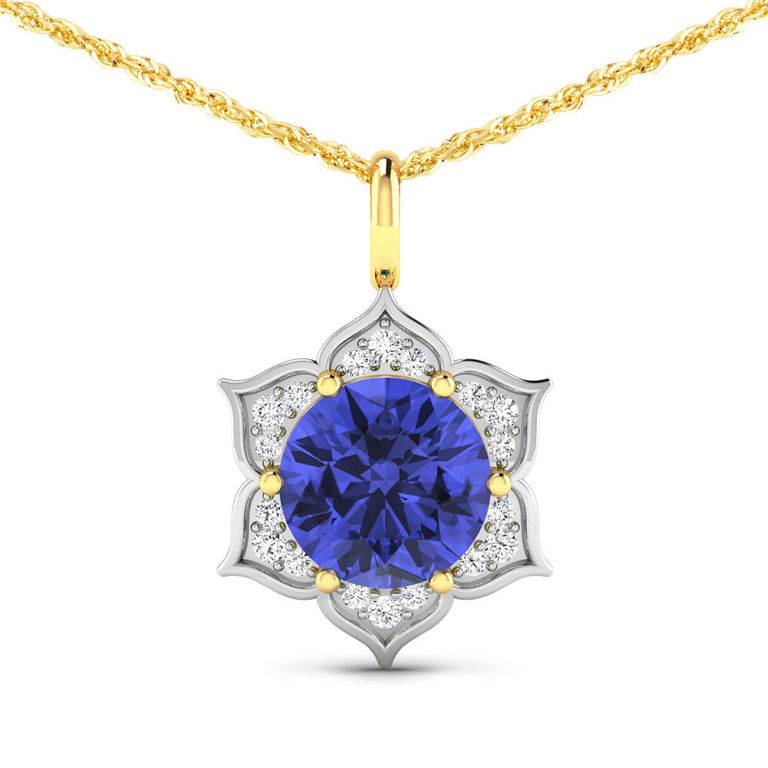 14k Yellow Gold Tanzanite and Diamond Pendant