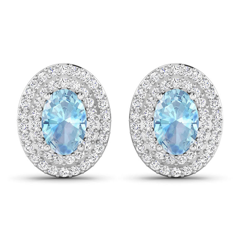 14k White Gold Aquamarine and Diamond Earrings
