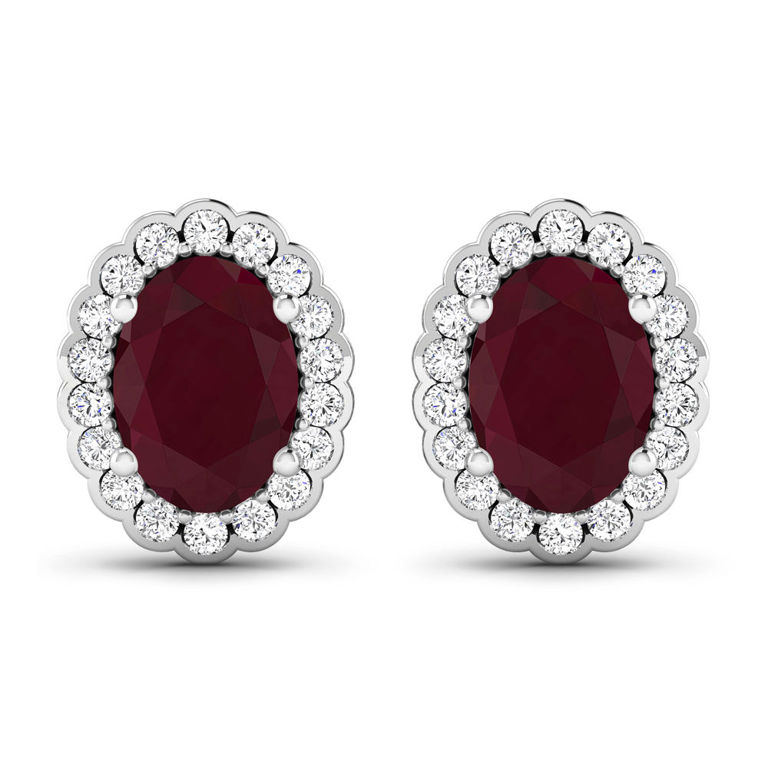 14k White Gold Ruby and Diamond Earrings