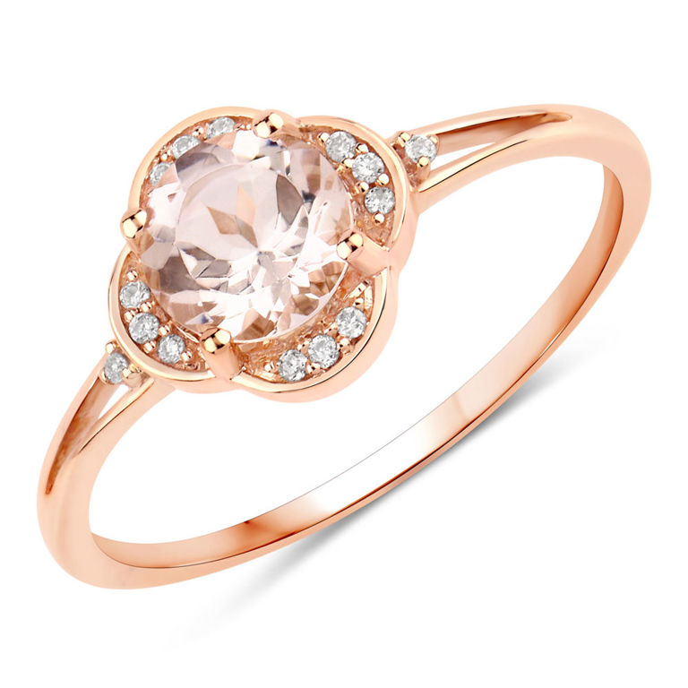 10k Rose Gold Morganite and Diamond Ring