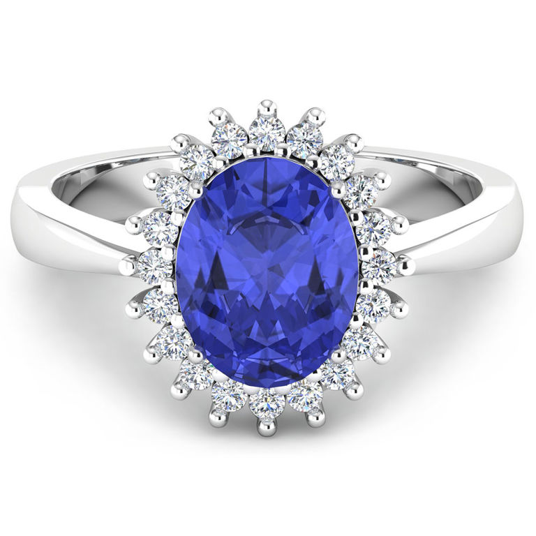 14k White Gold Tanzanite and Diamond Ring