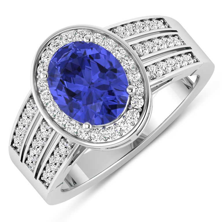 14k White Gold Tanzanite and Diamond Ring