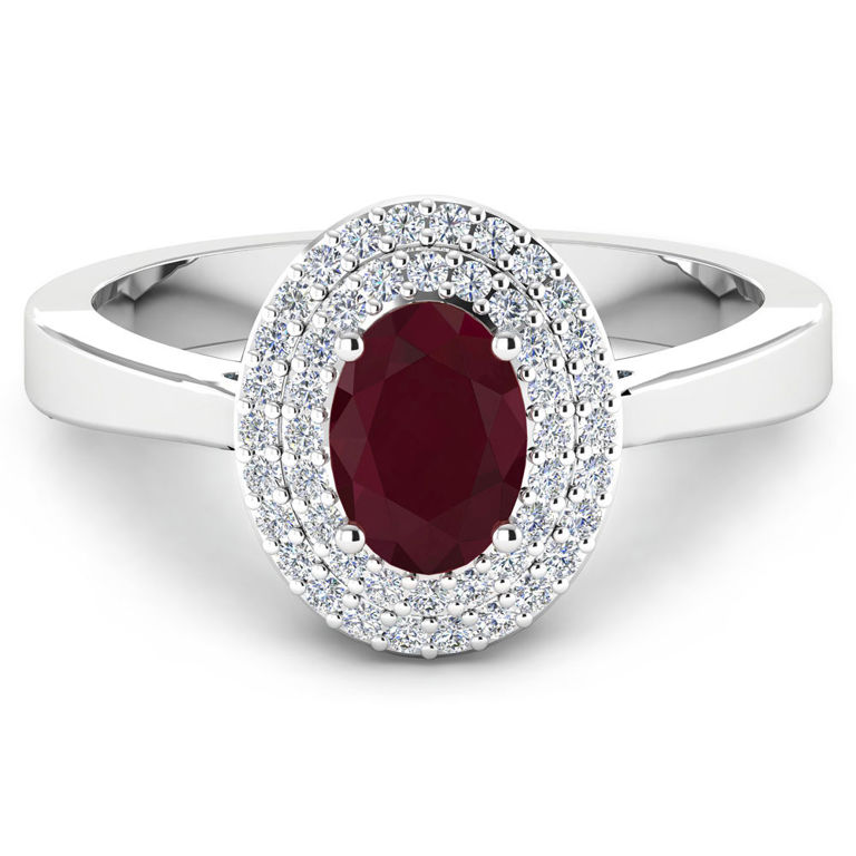 14k White Gold Ruby and Diamond Ring
