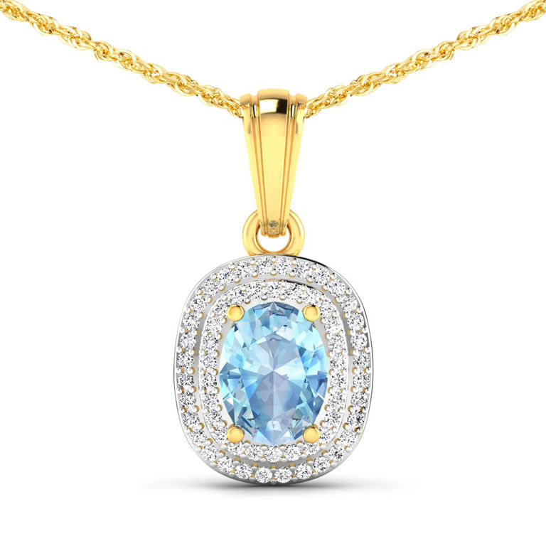 Aquamarine and Diamond Pendant Necklace