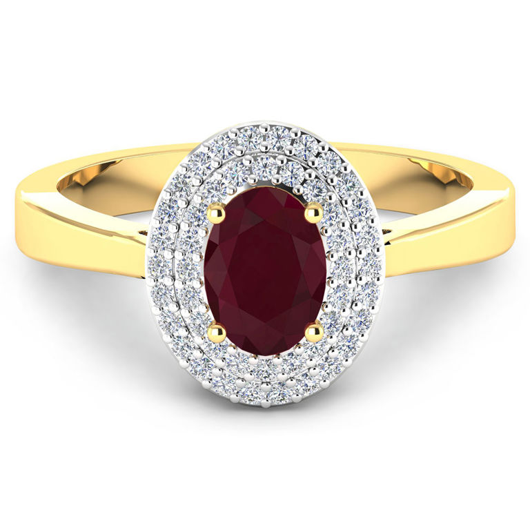 14k Yellow Gold Ruby and Diamond Ring