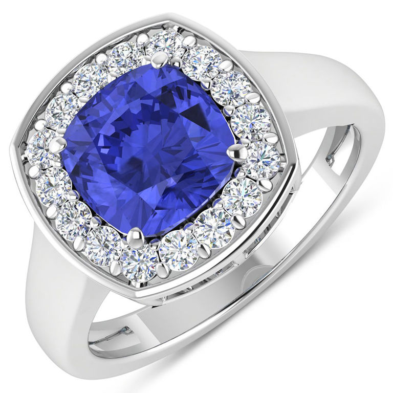 14k White Gold Tanzanite and Diamond Ring