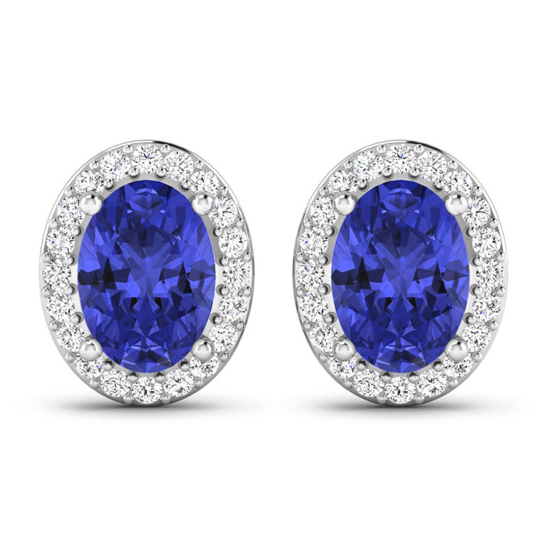 14k White Gold Tanzanite and Diamond Earrings
