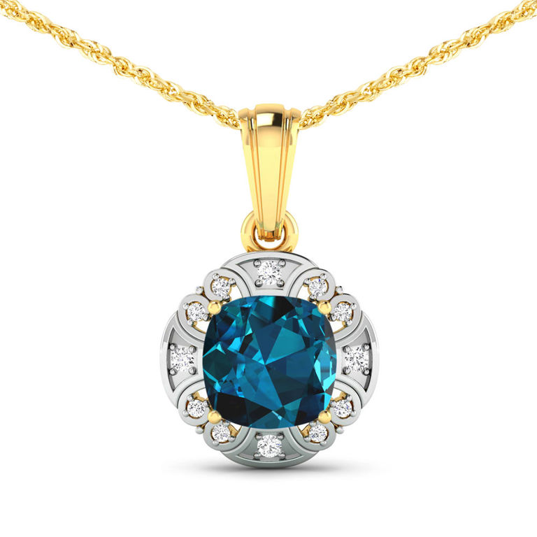London Blue Topaz and Diamond Pendant