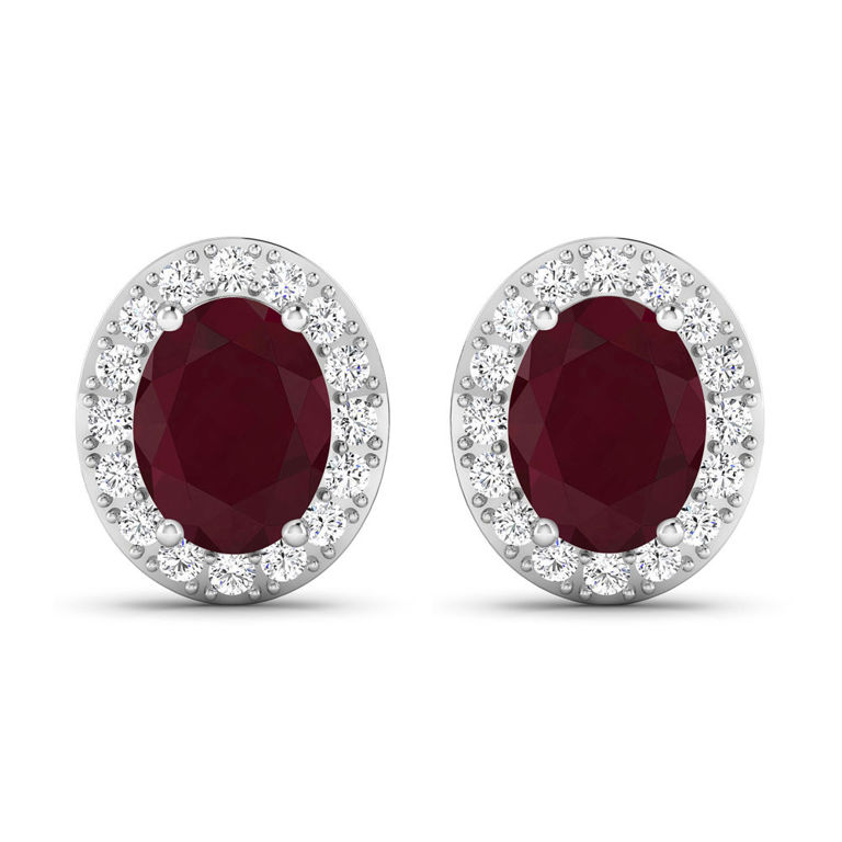 14k White Gold Ruby and Diamond Earrings