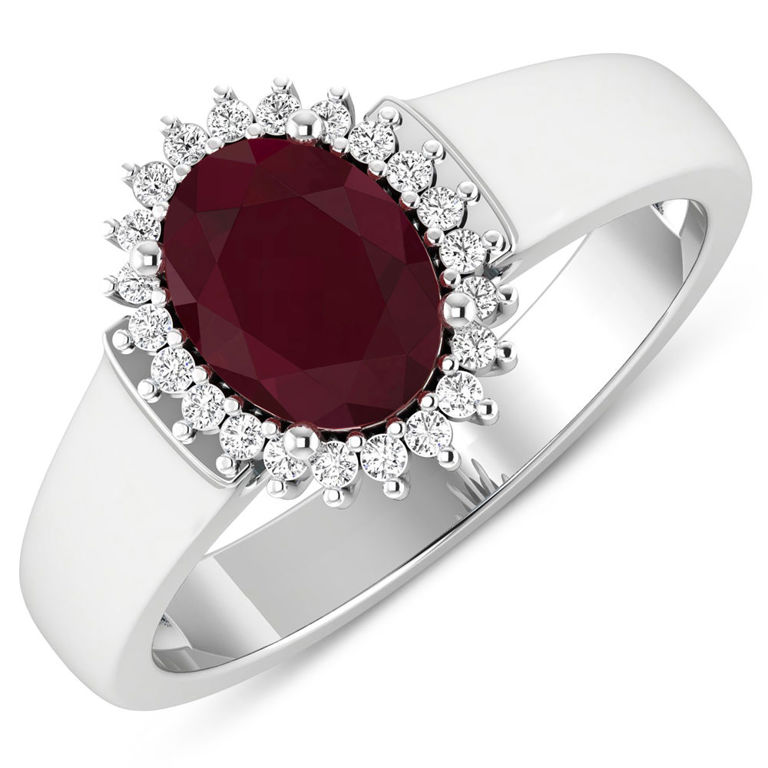 14k White Gold Ruby and Diamond Ring