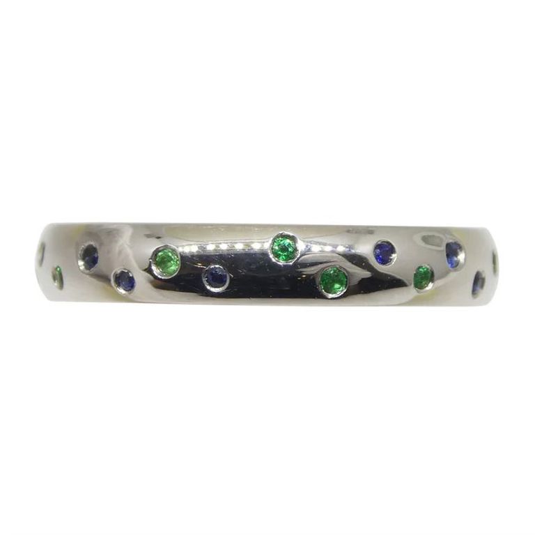 14k White Gold Sapphire and Emerald Ring
