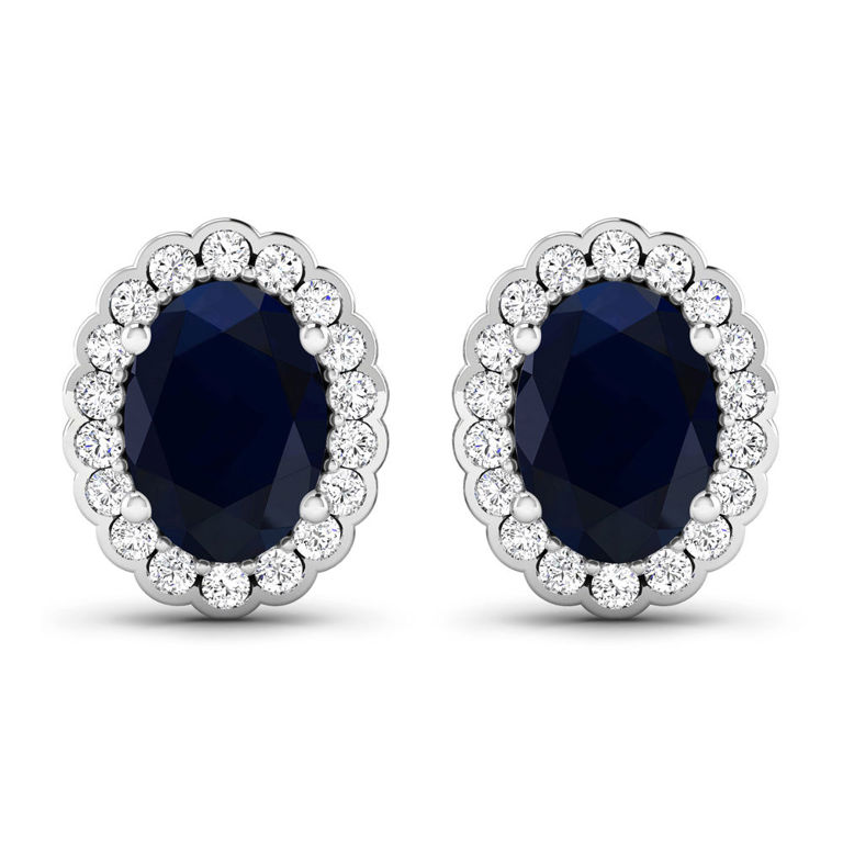 14k White Gold Sapphire and Diamond Earrings