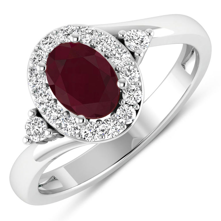14k White Gold Ruby and Diamond Ring
