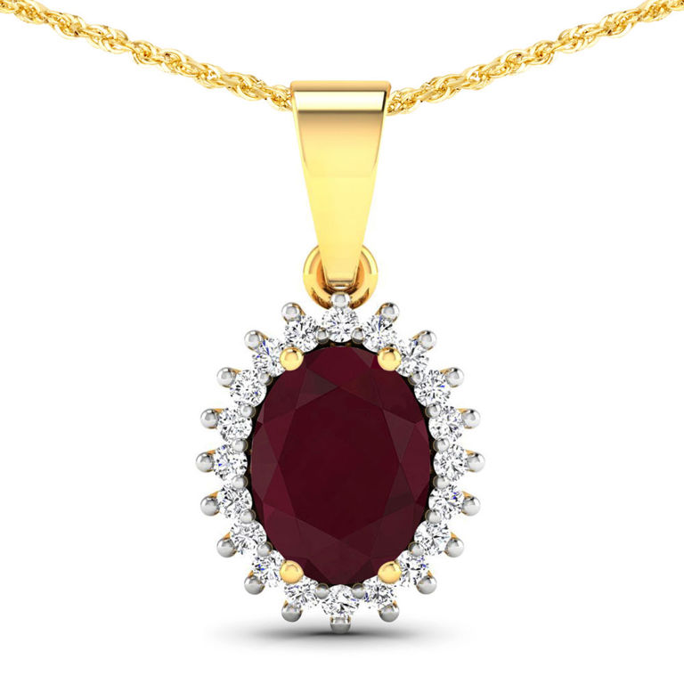 14k Yellow Gold Ruby and Diamond Pendant