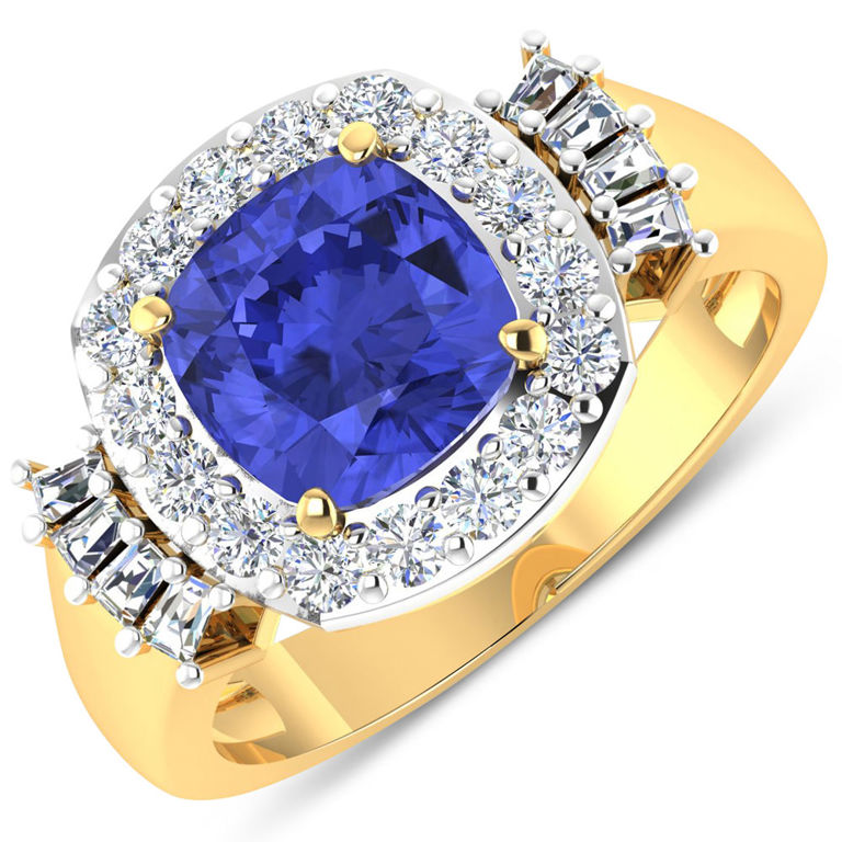 14k Yellow Gold Tanzanite and Diamond Ring